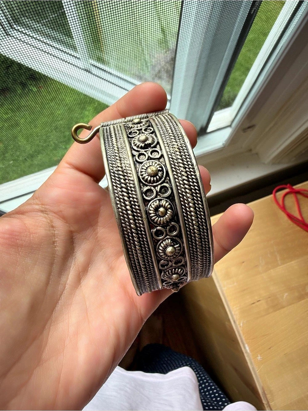 Ornate Silver-Tone Cuff Bracelet